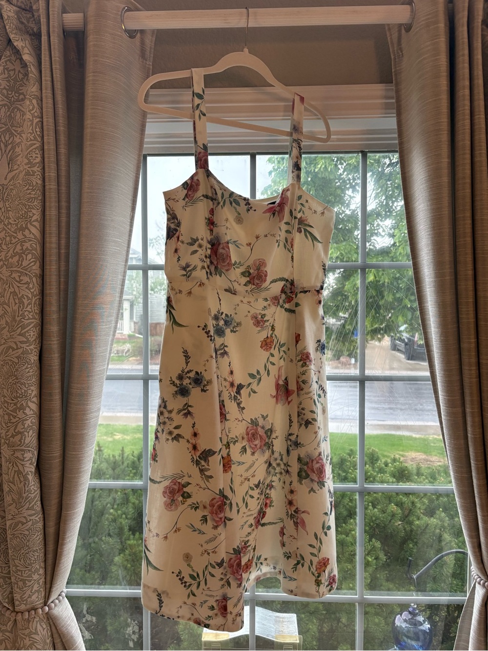 Floral Cream Sundress with Pink Blooms